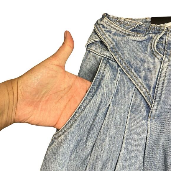 BLANK NYC Jeans WMNS 27 Blue Baggy Oversize Steal The Show Tapered Pleated Retro - Picture 12 of 15